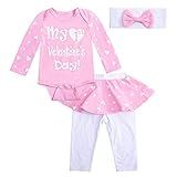 Conjunto De Roupas Para Bebês Recém Nascidos Meninas My First Valentine S Day Saia Fofa Macaquinho Calça Rosa 0 3 Months