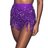 Conjunto De Saia Xadrez De Natal Para Mulheres Saia De Borla Mini Saia De Paetê Com Barriga Para Discoteca Roxa Tamanho Único