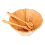 Conjunto De Saladeira De Bamboo Com Garfo E Colher 3pç Mor