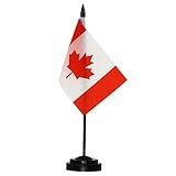 Conjunto De Sinalizadores De Mesa De LuxoAnley Canadá 6 X 4 Polegadas Bandeira De Mesa Em Miniatura Do Canadá Com Pólo De Plástico Sólido De 12 Cores Vivas E Resistente Ao Desbotamento