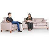 Conjunto De Sofá Living 3 Lugares Duas Poltronas Essencial Estofados -Champagne- 4 Lugares-