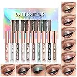 Conjunto De Sombras Líquidas Com Glitter De 10 Cores Brilho Metálico Para Olhos Esfumaçados à Prova D água Secagem Rápida Kit De Maquiagem De Sombra Brilhante De Longa Duração