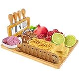 Conjunto De Tábua De Queijo De Bambu E Espalhador De Queijo Tábua De Charcutaria Com Suporte De Cortador Removível Bandeja De Queijo Lavável Com Bandeja Lateral De Queijo Bandeja De Servir Para
