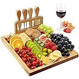 Conjunto De Tábua E Faca De Queijo De Bambu Bandeja De Queijo 35 5 X 28 7 Cm Com Suporte Magnético Para Faca Conjunto De Presente Para Casamento Natal E Presente De Inauguração