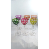 Conjunto De Taças Cristal Colorido Francês Nancy Antigas