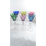 Conjunto De Taças Cristal Sant Louis Coloridas Antigas