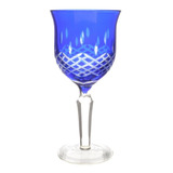 Conjunto De Taças De Cristal Lapidado Azul Para Agua 6 Peças