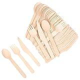 Conjunto De Talheres De Madeira Descartáveis Pacote Com 300 Utensílios Compostáveis De Madeira Biodegradáveis E Ecológicos Comprimento De 15 Cm 100 Garfos 100 Facas 100 Colheres 