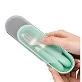 Conjunto De Talheres Infantil De Aço Inoxidável Colher E Garfo Kit Com Estojo Bebê VERDE