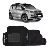 Conjunto De Tapete Carpete Com Logo Bordado Citroen Aircross 2010 2011 2012 2013 2014 2015 5 Peças Preto Padrão Original