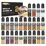 Conjunto De Tinta De álcool Metálico 24 Tintas à Base De álcool Mixativos Brilhantes De Resina Epóxi Corante ótimo Para Placa De Petri De Resina Yupo Porta Copos Para Pintura Copo De Copo 10 Ml