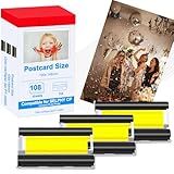Conjunto De Tinta E Papel Colorido KP 108IN Compatível Com Impressora Fotográfica Compacta Sem Fio SELPHY CP1300 CP1500 CP1200 10 X 15 Cm 108 Folhas De Papel 3 Cartuchos De Tinta Coloridos 