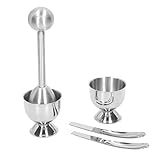 Conjunto De Topo De Biscoito De Ovo Cortador De Topo De Ovo Com Cortador De Copos De Ovo E Colher Suporte Separador De Ovos Abridor De Ferramentas Vibratórias Para Ovos Cozidos Macios E Duros