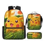 Conjunto De Três Peças De Mochila Pikachu