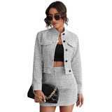 Conjunto De Tweed Saia E Jaqueta