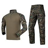 Conjunto De Uniforme Militar Tático Masculino Camuflado Camisa Tática Selva Digital P