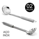 Conjunto De Utensílios Em Aço Inox 2 Peças Para Massas Mix Cor Prateado