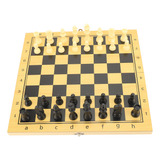 Conjunto De Xadrez Portátil Jogo De Tabuleiro De Madeira T
