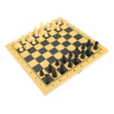 Conjunto De Xadrez Portátil Jogo De Tabuleiro De Madeira T