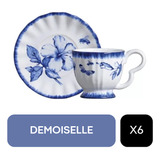 Conjunto De Xícaras Para Chá Com Pires Demoiselle 215 Ml Scalla Cerâmica