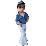 Conjunto E Conjunto De Calças Jeans Florais Para Meninas Com Camisa   Blusa Solta Para Bebês Meninas E Meninas Grandes  Azul  120 