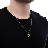 Conjunto Elegante Colar estrela De Davi Hexagrama Folheado