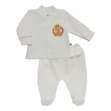 Conjunto Em Plush Casaco E Calça Com Pé Com Aplic Lene Baby