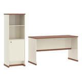 Conjunto Escritório Mesa E Armário Office Berlin Vianossa Cor Off White naturale