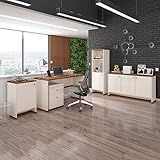 Conjunto Escritório Office Escrivaninha Balcões Gaveteiro Berlin Vianossa Cor Off White Naturale