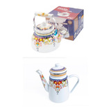 Conjunto Esmaltado Lon Chaleira 2 5l Bule 1 2l C Indução