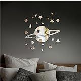 Conjunto Espelho Decorativo Galáxia Saturno Estrelas