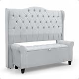 Conjunto Estofado Cabeceira E Recamier Baú Capitonê Para Cama Casal De 140cm Dubai LH Móveis Corino Branco 