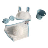 Conjunto Fantasia Coelhinho Crochê Fotografía Newborn 0 3m