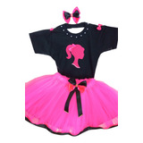 Conjunto Fantasia Tema Barbie Com Saia Tutu E Camiseta Mamãe