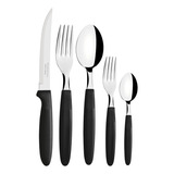 Conjunto Faqueiro Ipanema Preto 30 Peças Aço Inox Tramontina