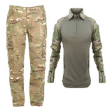 Conjunto Farda Tática Multicam Combat Shirt Calça Airsoft