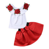 Conjunto Fashion Infantil Menina Saia blusa Ciganinha 1 A 6