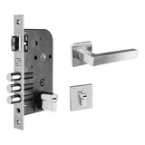 Conjunto Fechadura Quadra Escovada Fortezza F 13e Cor Prateado
