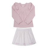 Conjunto Feminino Blusa Tricô Shorts Saia 16326 Paraíso Rosa