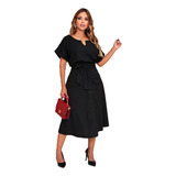 Conjunto Feminino Em Linho Saia Blusa Social Com Cinto