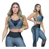 Conjunto Feminino Fitness Calça Legging Top Bojo Removível