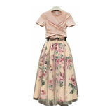 Conjunto Feminino Floral Cropped E Saia Longa Pronta Entrega
