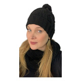 Conjunto Feminino Kit De Touca Pompom E Gola Cachecol De Lã