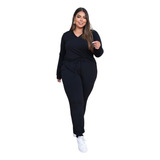 Conjunto Feminino Moletinho Blusa Calça Jogger Plus Size