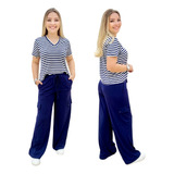 Conjunto Feminino Pantalona Calça E Blusa
