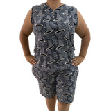 Conjunto Feminino Regata Blusa E Bermuda Plus Size Grande