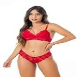 Conjunto Feminino Rendado Lingerie Sexy Sem Bojo Com Forro Revenda Luxo -PRETO- G-