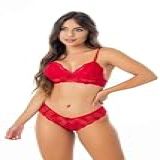 Conjunto Feminino Rendado Lingerie Sexy Sem Bojo Com Forro Revenda Luxo VERMELHO G