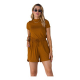 Conjunto Feminino Short E Blusa Malha De Viscose P Ao Gg