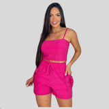 Conjunto Feminino Short E Cropped De Alcinhas Verão Casual